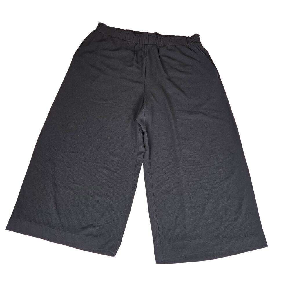 H & M Black Wide Leg Lightweight Crop Pants 18